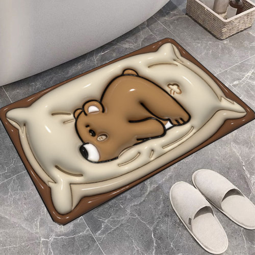 Home Use Cartoon Diatomaceous Earth Absorbent Mat Non-Slip Quick-Drying Pad for Bathroom Entrance Toilet Doorway