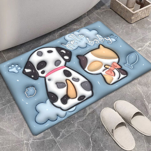 Home Use Cartoon Diatomaceous Earth Absorbent Mat Non-Slip Quick-Drying Pad for Bathroom Entrance Toilet Doorway