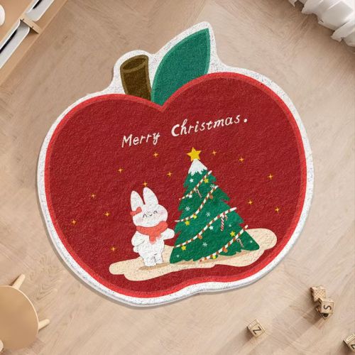 Christmas Themed Absorbent Floor Mat Non-Slip Pad for Home Entrance Living Room Holiday Decorative Foot Mat