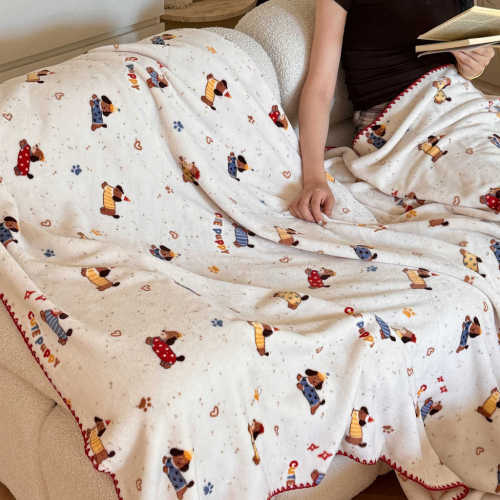 Ultra Soft Cartoon Fleece Blanket Reactive Dye No Fade No Shed Cozy Lightweight Plush for Bedroom Dorm Office