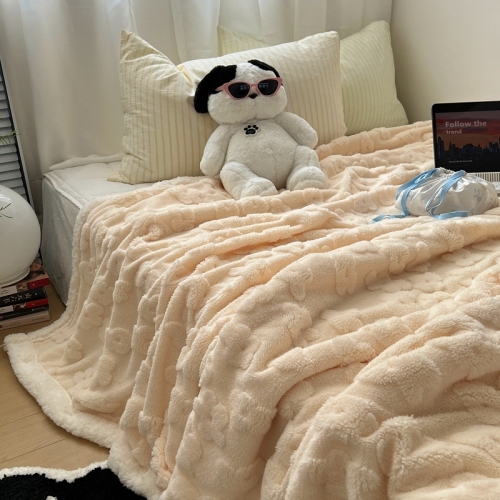 Reversible Sherpa Fleece Blanket 3D Cut-Flower Design Heavy Warmth All Season Use for Home Office Decor