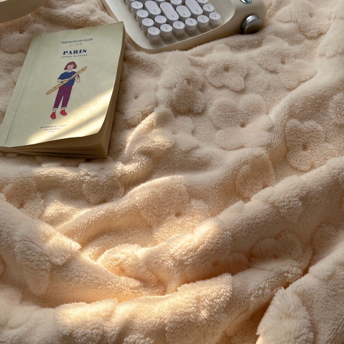 Reversible Sherpa Fleece Blanket 3D Cut-Flower Design Heavy Warmth All Season Use for Home Office Decor