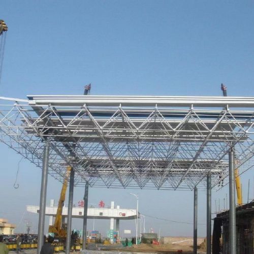Custom Steel Space Frame Roof System for Gas Station Canopies