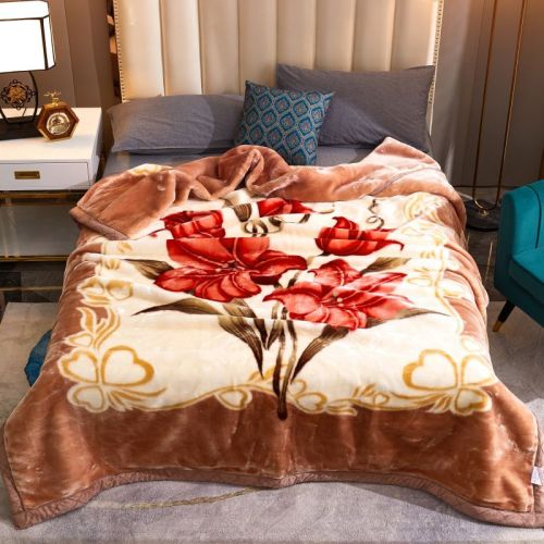 Reversible All-Season Raschel Throw Blanket Double Thick Skin-Friendly for Bed Couch Travel Home Decor