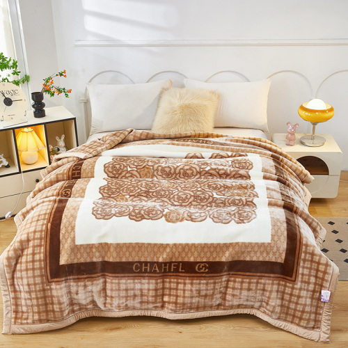 Reversible All-Season Raschel Throw Blanket Double Thick Skin-Friendly for Bed Couch Travel Home Decor