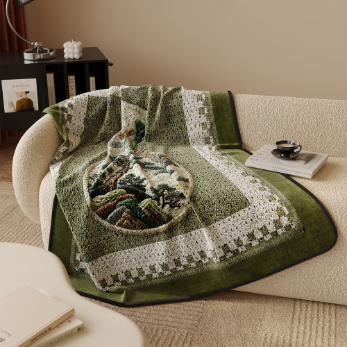 Vintage Retro Flannel Blanket Reversible Soft Plush Mid Century Modern Design for Home Sofa Travel