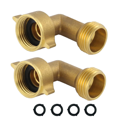 45 Degree Garden Hose Elbow Eliminates Stress and Strain On RV Water Intake Hose Fittings 3/4" GHT and Solid Brass