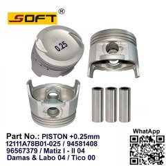 Piston Set With Pin / +0.25 / 12111A78B01-025 / 94581408 / 96567379 DAMAS & LABO 04 / TICO 00 / MATIZ 0.8