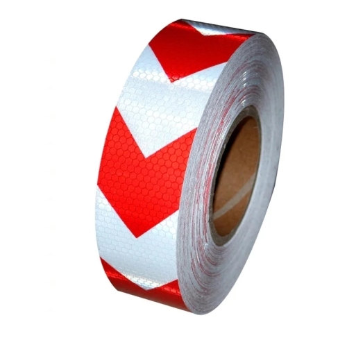 # 50mmx25M PVC Red/White Arrow Glass Bead Reflective Warning Tape