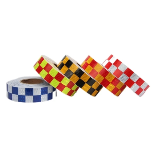 50mmx25M PVC Red/White Checkered Glass Bead(Honey Comb) Reflective Tape
