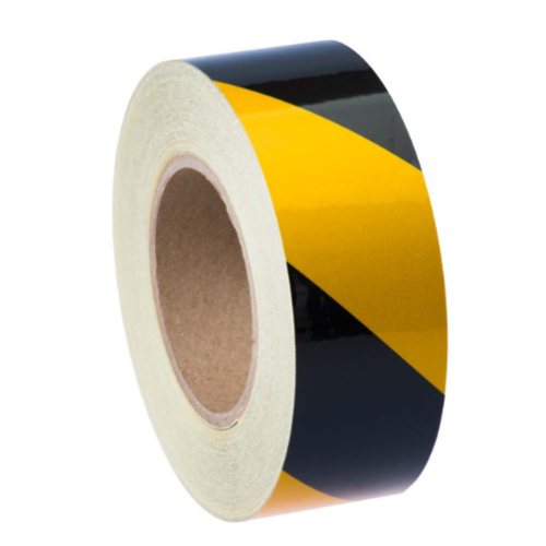# 50mmx25M PVC Plain Golden Yellow/Black Chevron Reflective tape Economy Grade