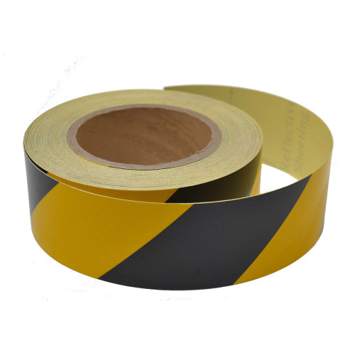 # 50mmx25M PVC Plain Golden Yellow/Black Chevron Reflective tape Economy Grade