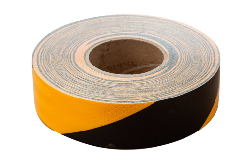 # 50mmx25M PVC Plain Golden Yellow/Black Chevron Reflective tape Economy Grade