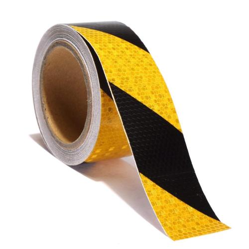 50mmx25M PVC Black/Golden Yellow Chevron Honey Comb Reflective Tape For Vehicles/Safety Marking/Sign High Visibility