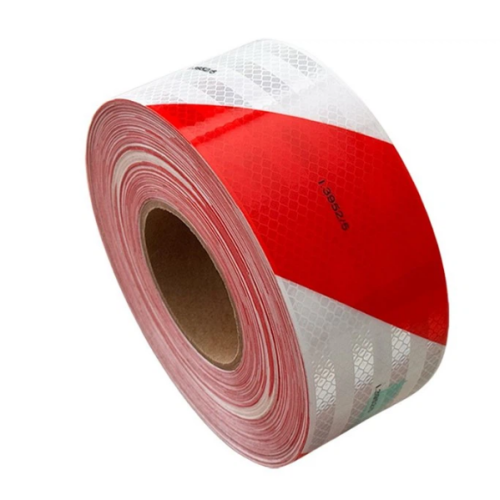 50mmx25M PVC Red/White Striped(Chevron) Prismatic Honey Comb Reflective Tape