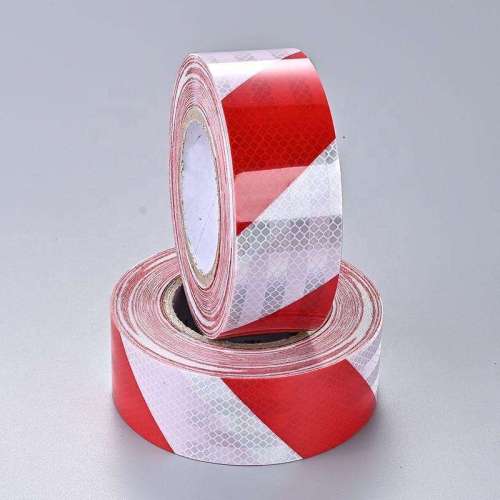50mmx25M PVC Red/White Striped(Chevron) Prismatic Honey Comb Reflective Tape
