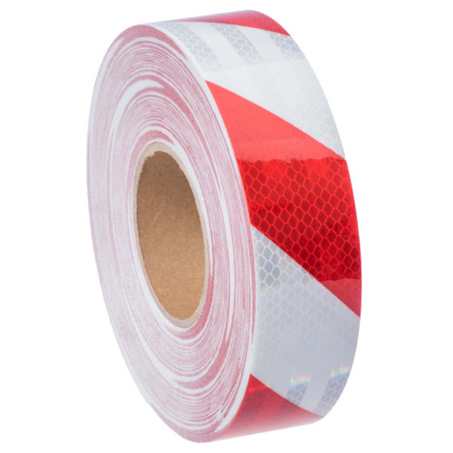50mmx25M PVC Red/White Striped(Chevron) Prismatic Honey Comb Reflective Tape