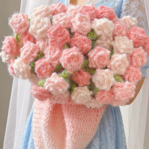 Handmade Crochet Rose Bouquet Blanket in Gift Box Ready to Present as a Creative Gift for Her