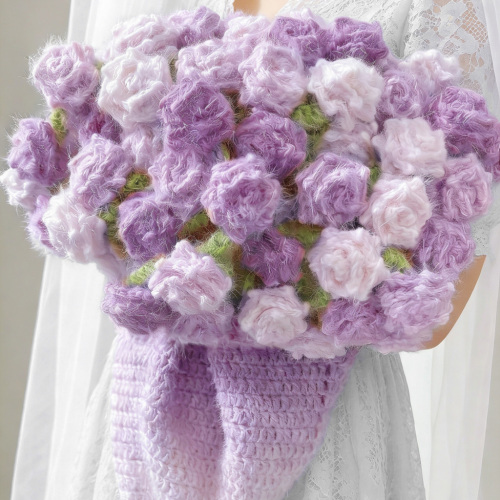 Handmade Crochet Rose Bouquet Blanket in Gift Box Ready to Present as a Creative Gift for Her