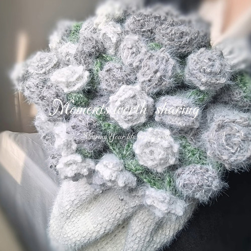 Handmade Crochet Rose Bouquet Blanket in Gift Box Ready to Present as a Creative Gift for Her