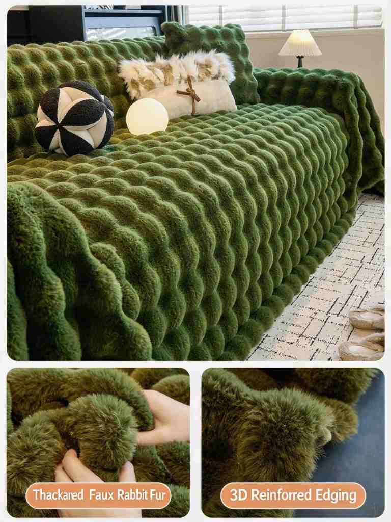 Hot-Selling Winter Essential! Rabbit Fleece Bubble Fleece Sofa Blanket - Full Coverage, Thickened & Super Warm