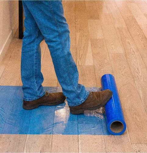 50micx600mmx25M PE Adhesive Floor Protective Film