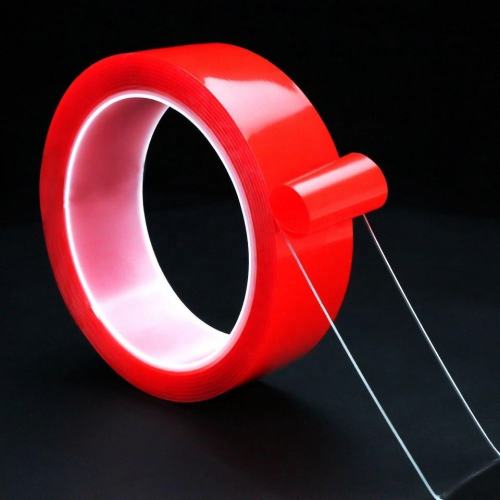 #1mmx25mmx3M Double Side VHB Foam Tape Clear With Red Release / Double Side Nano Adhesive Tape