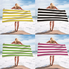 Microfiber Beach Towel Striped Pattern Lightweight Quick Dry Sand Proof Bath Towel for Summer Travel