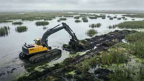 Wetland Restoration Projects with Amphibious Excavators