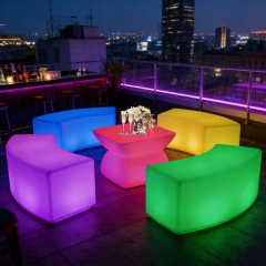 Remote Control Led Bar Furniture Luxury Plastic Remote Rgb Color Changing Curved Patio Outdoor Seating for Restaurants