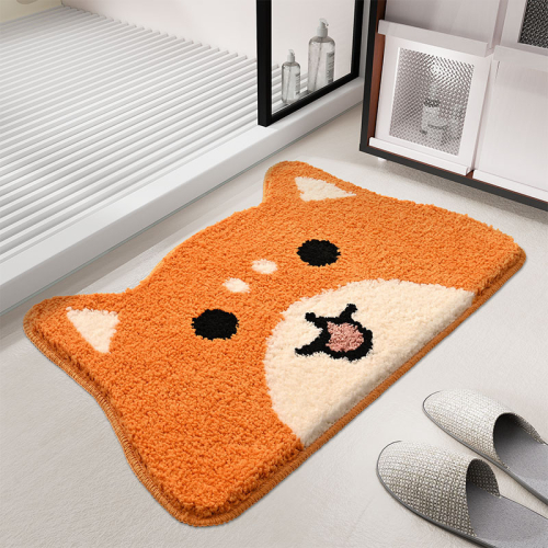 Cartoon Cat Shape Doormat Non Slip Microfiber Bath Mat Absorbent Entryway Rug for Bedroom Kitchen Home