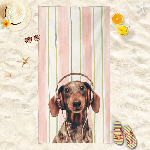 Cool Pet Print Microfiber Beach Towel Cartoon Bath Towel Absorbent Quick Dry Portable Travel Towel