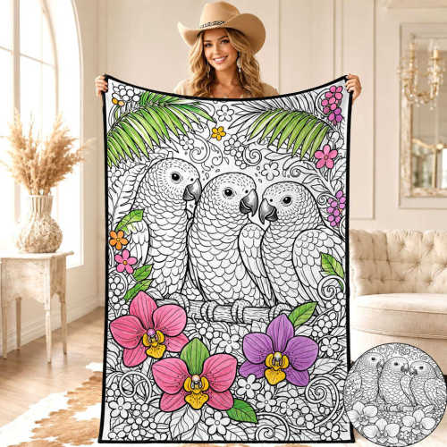 DIY Coloring Blanket with 12 Markers Washable Reusable Soft Velvet Art Craft for Kids Adults Creative Gift