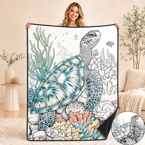 DIY Coloring Blanket with 12 Markers Washable Reusable Soft Velvet Art Craft for Kids Adults Creative Gift