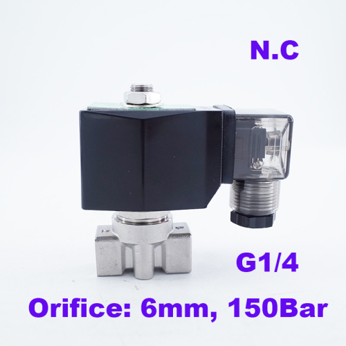 150Bar 2 Way Water High Pressure Solenoid Valve 1/4" BSP Car Wash Orifice 6mm N.C Stainless Steel 304 Valve