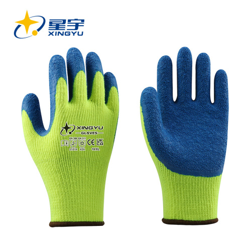 W1101 7G Acrylic Terry Liner Latex Crinkle Coated Gloves