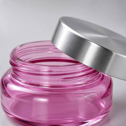 200ml PET Cream Jar with 68-400 Anodized Aluminum Cap Pink Round Plastic Cosmetic Body Butter