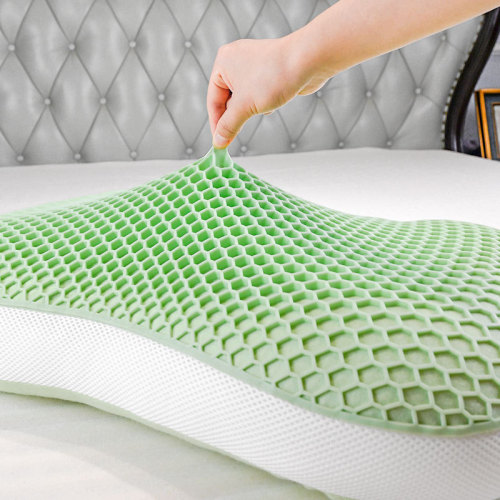 Honeycomb Grid Oblong Soft Orthopedic Adjustable TPE Memory Foam Pillow with Removable Cover