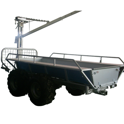 Fully galvanized revolved boom 1.5T load capacity atv log trailer with crane
