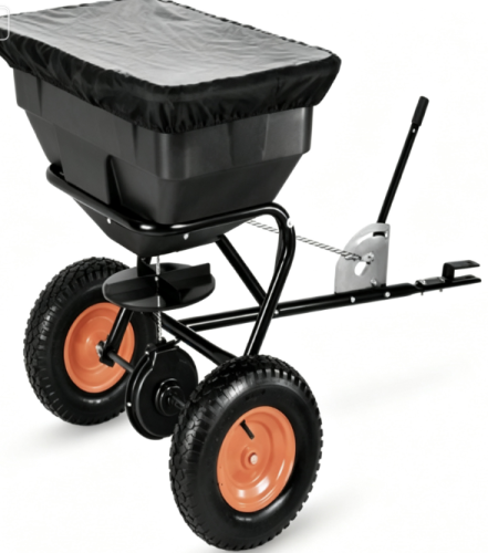 Towable seed/salt fertilizer spreader