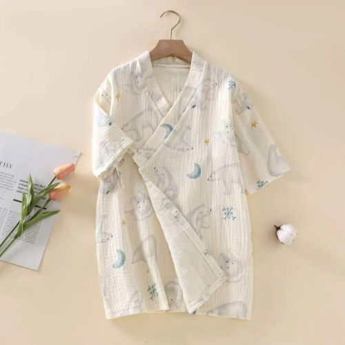 100% Cotton Kids Bathrobe Short Sleeve Unisex Absorbent Quick Dry Sleepwear for Boys Girls Wholesale