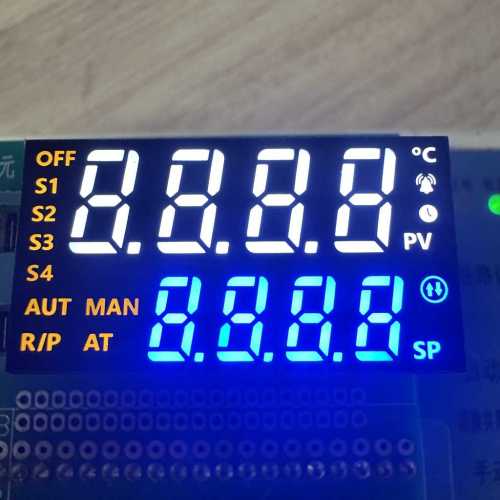 Customized dual line White/Blue/Yellow 4+4 Digits 7 Segment LED Display for Process Control