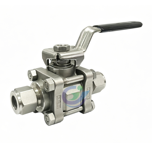 Stainless Steel 3-Piece 60 Series Ball Valve Reinforced PTFE Seats 1/2 in Swagelok Tube Fitting EP O-Rings
