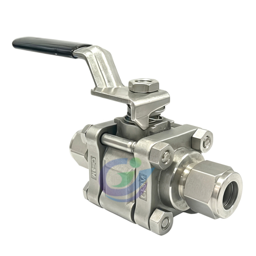 Stainless Steel 3-Piece 60 Series Ball Valve Reinforced PTFE Seats 1/2 in Swagelok Tube Fitting EP O-Rings