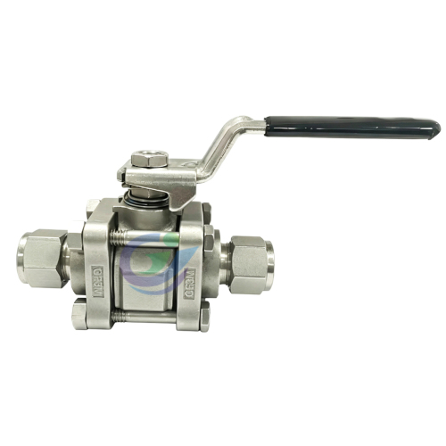 Stainless Steel 3-Piece 60 Series Ball Valve Reinforced PTFE Seats 1/2 in Swagelok Tube Fitting EP O-Rings