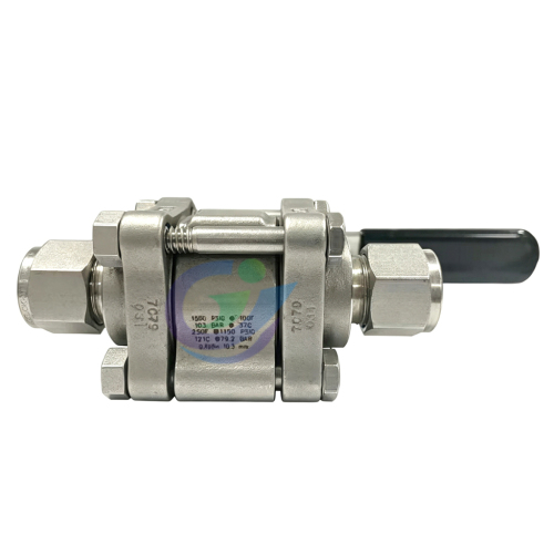 Stainless Steel 3-Piece 60 Series Ball Valve Reinforced PTFE Seats 1/2 in Swagelok Tube Fitting EP O-Rings