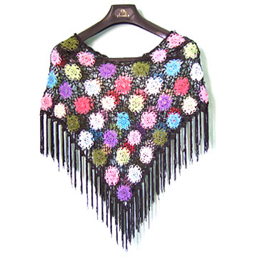 Hand Crocheted Woman's shawls(with colorful beads)
