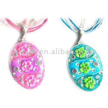 Oval Alloy Epoxy Necklaces