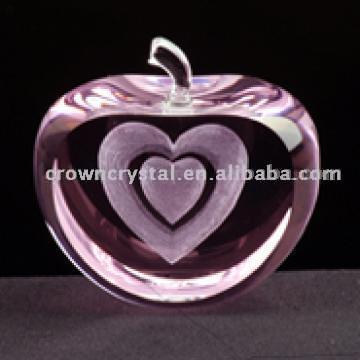 Pink Apple with Laser Double Hearts