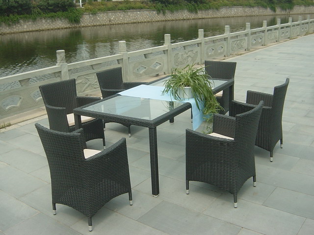 woven rattan chair and table